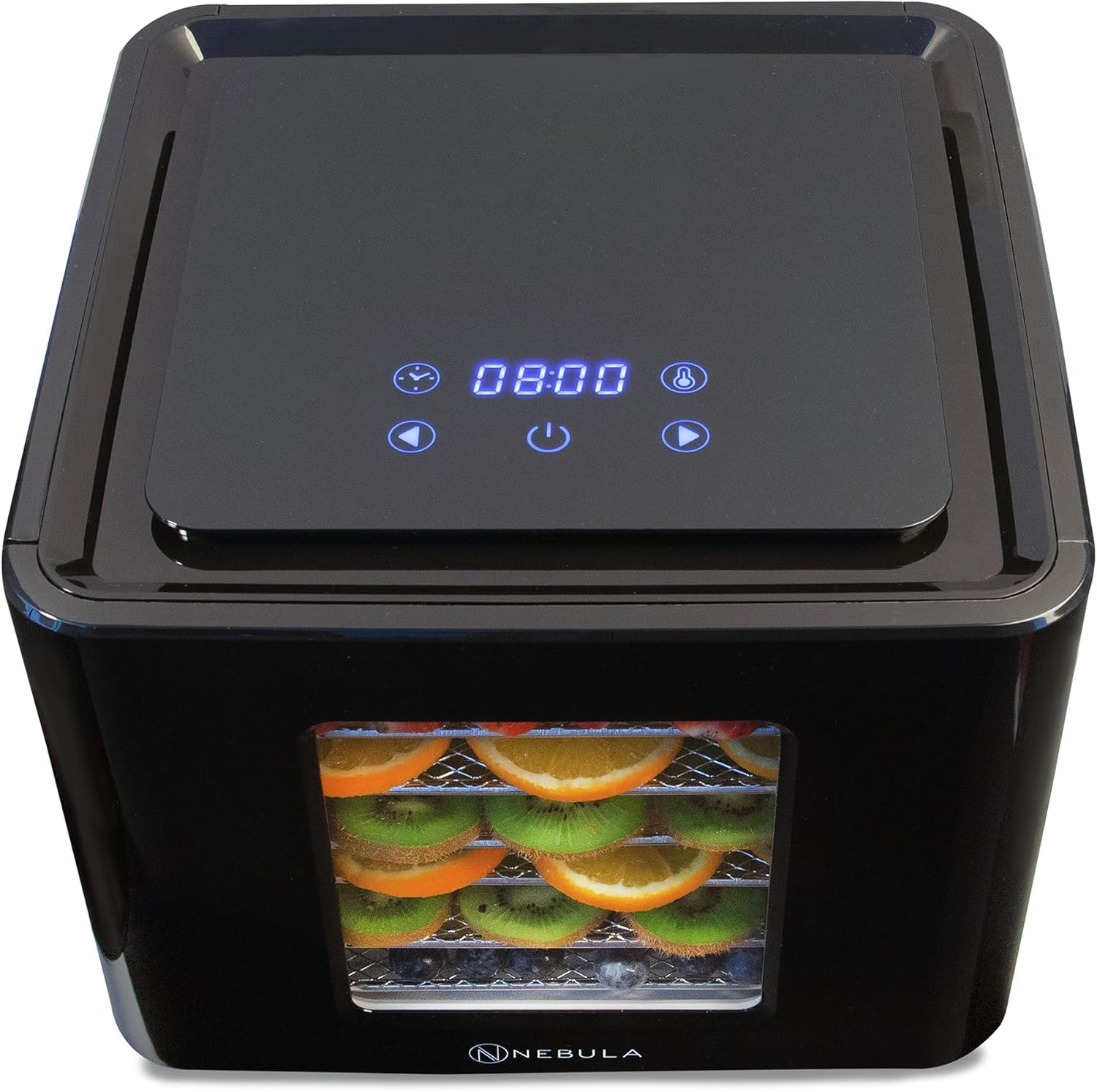 Nebula Lebensmittel Dörrgerät Mit 6 Edelstahlschalen | LED-Touch-Control-Design, Einstellbare Digitale Temperatur 35-70 °C & 48-Stunden-Timer | 400W | Dörrgerät Für Obst, Gemüse, Fleisch Und Mehr